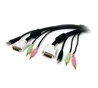 Câble KVM de 1.80m USB DVI 4 en 1 avec Prises Audio et Micro - 4x 3.5 mm Mâle - 2x DVI-I Mâle - 1x USB A Mâle - 1x USB B Mâle