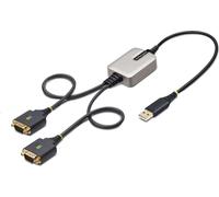 StarTech.com Adaptateur 2 ports USB vers série 60cm, vis/écrous interchangeables, rétention COM, câble USB-A vers DB9, FTDI, USB vers RS232, protection ESD niveau-4, Windows/macOS/ChromeOS/Linux, cons