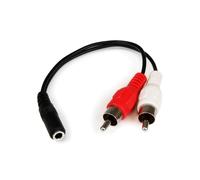 StarTech.com Adaptateur Audio MUFMRCA : Câble Y Mini-Jack 3.5mm Mâle vers 2x RCA Femelle, 15cm, Contacts Nickel, RoHS, PVC Noir