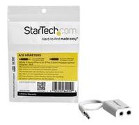 StarTech.com Adaptateur casque avec prises écouteur / microphone séparées - Répartiteur de casque micro - mini-phone stereo 3.5 mm femelle pour mini jack 4 pôles mâle - 15.25 cm - blanc - pour P/N: MU