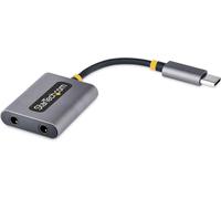 Startech.Com Adaptateur Casque Usb-C - Splitter Audio, Double Casque Usb Type C Avec Entrée Micro, Adaptateur Usb C Vers Jack 3.5Mm, Usb-C Vers Jack Audio/Sortie Aux, Dac 24 Bits (Usbc-Audio[Z314]