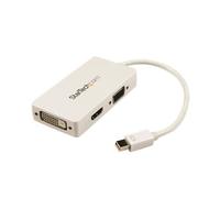 StarTech.com Adaptateur de voyage Mini DisplayPort vers VGA / DVI / HDMI - Convertisseur vidéo 3-en-1 - Blanc