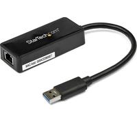 StarTech.com Adaptateur Lan USB 3.0 Gigabit Ethernet avec port USB - noir - filaire - USB - Ethernet - 5000 Mbit/s - noir