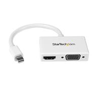 StarTech.com Adaptateur mini DisplayPort vers HDMI et VGA - Dongle Hub Adaptateur Convertisseur Répartiteur Multiport d'Écran Mini DP vers Moniteur/Écran Port HDMI ou VGA (MDP2HDVGAW)