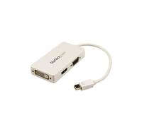 StarTech.com Adaptateur de voyage Mini DisplayPort vers VGA / DVI / HDMI - Convertisseur vidéo 3-en-1 - Blanc