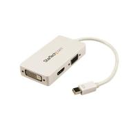 StarTech.com Adaptateur mini DP 3 en 1 - Dongle Hub Adaptateur d'Écran Multiport Audio-Vidéo : Convertisseur 3 en 1 Mini DP vers port VGA, DVI ou HDMI - Blanc