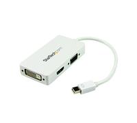 StarTech.com Adaptateur mini DP 3 en 1 - Dongle/Hub/Répartiteur Adaptateur d'Écran Multiport Audio-Vidéo : Convertisseur 3 en 1 Mini DP vers port VGA, DVI ou HDMI - Blanc (MDP2VGDVHDW)