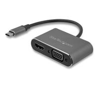 StarTech.com Adaptateur multiport AV numérique USB-C - VGA et HDMI 4K 30 Hz - Gris sidéral - Câble intégré - CDP2HDVGA - adaptateur vidéo externe - IT6222 - gris sidéral
