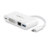 ST DKT30CDVPD - Adaptateur multiport USB type C, DVI - RJ45 - USB-A, blanc