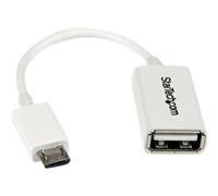 StarTech.com Câble adaptateur Micro USB vers USB Host OTG de 12cm - Adaptateur USB On-The-Go - Mâle / Femelle - Blanc - adaptateur USB - USB pour Micro-USB de type B - 12.7 cm