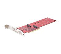 StarTech.com Adaptateur PCIe M.2 - x8/x16 vers Double NVMe ou AHCI SSD PCI Express 4.0, 7,8Gbps/Disque, Bifurcation Requise, Carte Dual Compatible Win/Linux (DUAL-M2-PCIE-CARD-B) Red