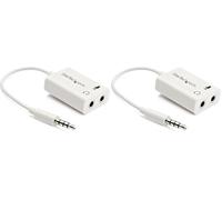 StarTech.COM Adaptateur pour Casque avec Prises pour écouteur et Microphone séparées - Mini-Jack 3,5mm 1x (M) 2X (F) - Blanc (MUYHSMFFADW) (Lot de 2)