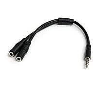 StarTech.com Adaptateur pour casque avec prises pour écouteur et microphone séparées - Mini-Jack 3,5mm 1x (M) 2x (F) - Noir