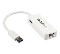 StarTech Adaptateur réseau USB31000SPTW – USB 3.0 vers Gigabit Ethernet, 1x RJ45 – Blanc