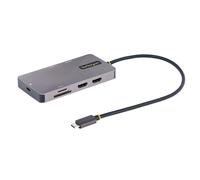StarTech.com Adaptateur USB C multiport, double HDMI 4K 60Hz, hub USB A 2 ports 5Gbps, 100W Power Delivery Pass-Through, GbE, SD/MicroSD, câble 30cm, station d'accueil de voyage, station d'accueil USB
