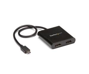 StarTech.com Adaptateur USB-C vers Double HDMI, Hub USB Type-C Multi-Moniteur MST, Double Extender / Splitter d'Affichage HDMI 4K 30Hz pour Ordinateur Portable, HDR, Câble Intégré Extra-Long - Windows