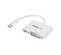 StarTech.com Adaptateur USB-C vers DVI - Convertisseur d'Écran Vidéo 1080p USB Type-C vers DVI-D Single Link avec Chargement - 60W PD Pass-Through - Compatible Thunderbolt 3 - Blanc (CDP2DVIUCPW)