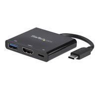 StarTech.com Adaptateur multiport USB-C vers HDMI avec Power Delivery et port USB-A - Compatible Thunderbolt - 4K 30 Hz - Adaptateur vidéo externe - USB-C - HDMI - noir