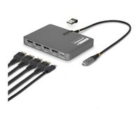StarTech.com Adaptateur USB-C vers Station de Travail Quadruple Écran, DisplayPort 4K 60Hz, Passage PD 140W pour le Chargement d'Ordinateurs Portables, Port USB pour Clavier/Souris Sans Fil, TAA