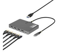 StarTech.COM Adaptateur USB-C vers Station de Travail Quadruple Écran, HDMI 4K 60Hz, Passage PD 140W pour Le Chargement d'Ordinateurs Portables, Port USB pour Clavier et Souris sans Fil, TAA