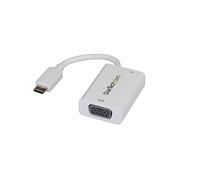 StarTech.com Adaptateur USB-C vers VGA - Convertisseur Vidéo 1080p USB Type-C vers Moniteur VGA avec Chargement - 60W PD Pass-Through - Compatible Thunderbolt 3 - Blanc (CDP2VGAUCPW)