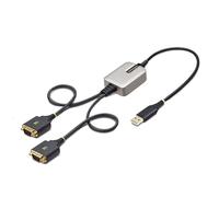 StarTech.com 2ft (60cm) 2-Port USB to Serial Adapter Cable, Interchangeable DB9 Screws/Nuts, COM Retention, USB-A to DB9 RS232, FTDI, Level-4 ESD Protection, Windows/macOS/ChromeOS/Linux - Rugged TPE Construction (2P1FFC-USB-SERIAL) - câble USB / série -