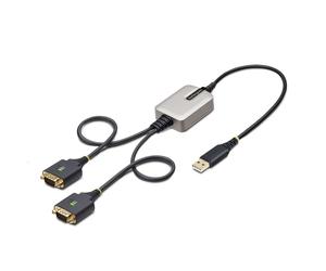 StarTech.com Adaptateur USB vers Série de 2 Ports de 60cm, Vis/Écrous DB9 Interchangeables, COM Rétention, Câble Convertisseur USB-A vers DB9 RS232, FTDI, Protection ESD Niveau 4, Windows/macOS/Chrome
