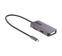 StarTech.com Adaptateur vidéo USB C, adaptateur USB-C vers HDMI DVI VGA, jusqu'à 4K 60Hz, aluminium, adaptateur d'écran multiport, compatible Thunderbolt 3 & 4, adaptateur de voyage USB type-C