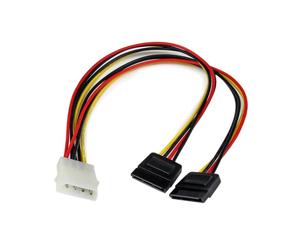 StarTech.com Adaptateur Y d'Alimentation Molex vers 2x SATA 15-Pin, 30cm, Connecteur Mâle 4-Pin Molex, RoHS, CE, REACH, PVC, PYO2LP4SATA