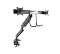 StarTech.com ARMSLIMDUAL2USB3 Support Double Écran 17"-32" VESA 75/100mm, Pince Bureau 1-8.5cm, USB 3.0, Inclinaison +/-10°, Rotation 180°, Aluminium