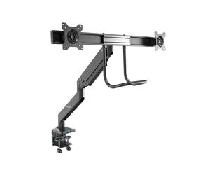 StarTech.com ARMSLIMDUAL2USB3 Support Double Écran 17"-32" VESA 75/100mm, Pince Bureau 1-8.5cm, USB 3.0, Inclinaison +/-10°, Rotation 180°, Aluminium