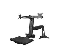 StarTech.com ARMSTSCP2 Support Bureau Debout Double Écran (≤24", 16kg) VESA 75/100, Plateau Clavier 449x207mm, Ajust. Hauteur 450mm, Pivotement ±90°, Inclinaison -30°/+65°
