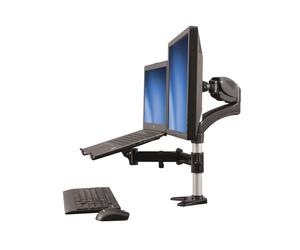 StarTech.com ARMUNONB Bras d'écran 15-27" Aluminium Noir Fixation Bureau Pince VESA 75x75/100x100mm Charge max 8kg Angle -90/+85° Pivot 180°