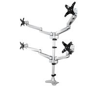 StarTech.com Bras de Support de Bureau pour Quatre Moniteurs - Support sur Mât Articulé/Réglable en Hauteur pour Écrans VESA 4 2x2 Jusqu'à 30"(11,2kg) - Inclinaison/Pivotement/Rotation - Pince en C/An
