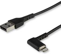 StarTech.com Câble USB-A vers Lightning Noir Robuste 2m Coudé à 90° - Câble de Charge/Synchronisation USB Type A vers Lightning en Fibre Aramide Robuste et Résistante - Certifié Apple MFi - iPhone