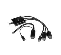 StarTech.com Câble Adaptateur 2m HDMI vers HDMI + DisplayPort/Mini DisplayPort Mâle/Mâle, Résolution 4K UHD, Alimentation USB, Noir