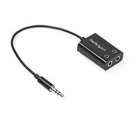 Startech.com black slim mini jack headphone splitter cable adapter - 3