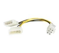 StarTech.com Câble adaptateur d'alimentation LP4 Molex vers carte graphique PCI Express 6 broches de 15 cm - 2x LP4 vers PCIe 6 pin - M/M - Adaptateur secteur - alimentation interne 4 plots (M) pour A