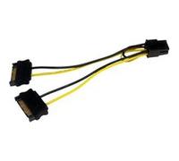 StarTech.com Câble adaptateur d'alimentation pour carte vidéo - 2x SATA vers PCIe 6 broches - 15 cm - Câble d'alimentation - alimentation SATA (M) pour Alimentation PCIe de 6 broches (M) - 15 cm G