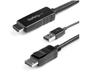 StarTech.com Câble Adaptateur HDMI vers DisplayPort de 2m - 4K 30Hz - M/M - Câble Convertisseur Actif HDMI 1.4 vers DP 1.2 avec Audio - Alimenté par USB - Mac & Windows - Laptop HDMI vers Écran DP