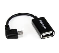 StarTech.com Câble adaptateur Micro USB à angle droit vers USB Host OTG de 12cm - Adaptateur USB On-The-Go coudé - Mâle / Femelle - adaptateur USB - USB pour Micro-USB de type B - 12.7 cm