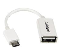 StarTech.com Câble adaptateur Micro USB vers USB Host OTG de 12cm - Adaptateur USB On-The-Go - Mâle / Femelle - Blanc - adaptateur USB - USB pour Micro-USB de type B - 12.7 cm