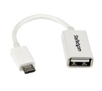 StarTech.com Câble adaptateur Micro USB vers USB Host OTG de 12cm - Adaptateur USB On-The-Go - Mâle / Femelle - Blanc - adaptateur USB - USB pour Micro-USB de type B - 12.7 cm