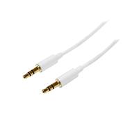 StarTech.com Câble Audio Stéréo 3.5mm M/M Slim 1m Blanc - Contacts Or, AWG 30, PVC, RoHS, CE, REACH - MU1MMMSWH