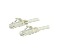 StarTech.com Câble Cat6 UTP 15m Gigabit Ethernet RJ45 M/M Blanc, sans crochet, Cuivre 24 AWG, PoE, contacts Or 50µ, CMG, RoHS, CE, ETL, REACH