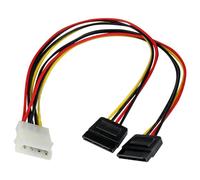 StarTech.com Câble d'Alimentation Adaptateur en Y Molex vers Double SATA - 30 cm - 1x LP4 Mâle - 2x SATA Power Receptacle - Adaptateur secteur - alimentation interne 4 plots (M) pour alimentation SATA