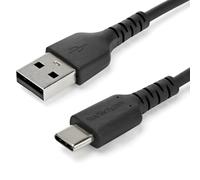 StarTech.com Câble de Chargement 1m USB A vers USB C - Cordon USB 2.0 vers USB-C à Charge/Synchronisation Rapides - Gaine TPE en Fibre Aramide M/M 3A Noir - Samsung S10/iPad Pro/Pixel (RUSB2AC1MB) - Câble USB de type-C - USB pour 24 pin USB-C - 1 m