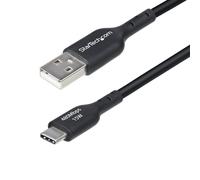StarTech Câble de charge USB-A vers USB-C 15 cm – 3A, USB 2.0, gaine TPE, noir