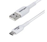 StarTech.com Câble de Charge USB-A vers USB-C de 2m, Charge et Synchronisation, 3A, USB 2.0, Gaine TPE - Cordon de Charge USB Blanc