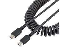 StarTech.com Câble de Charge USB-C de 1m - Adaptateur USB-C vers USB-C Enroulé à Usage Intesif - Câble TB3 en Fibre Aramide Robuste - Cordon USB-C à USB-C M/M - Noir (R2CCC-1M-USB-CABLE) - Câble USB de type-C - 24 pin USB-C pour 24 pin USB-C - 1 m
